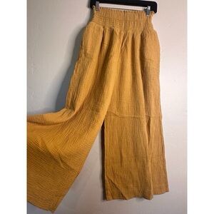 Anthropologie Smocked Waist Wide Leg Pants | Gauze Cotton | Size M